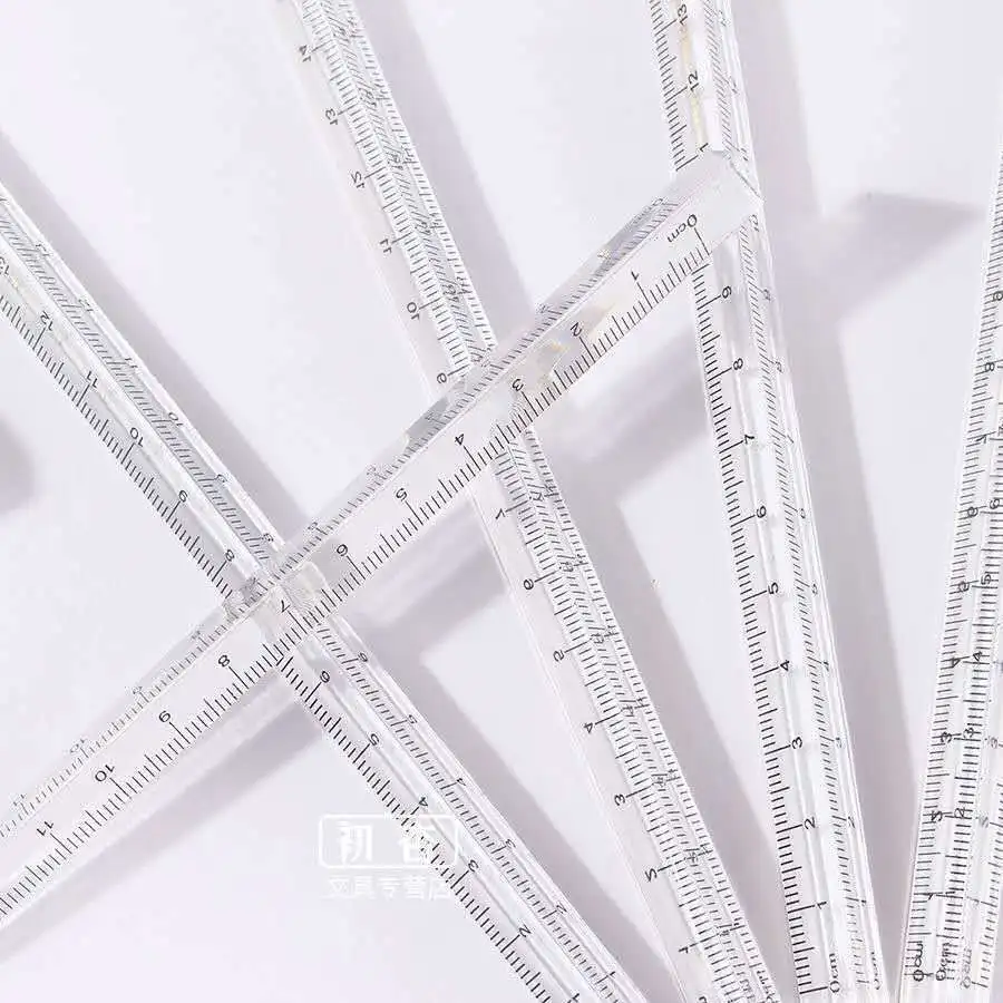 

15cm Diamond Transparent Straight Ruler Students Stationery Triangular Rulers Kids Scale on Both Sides Acrylic Measuring Tools