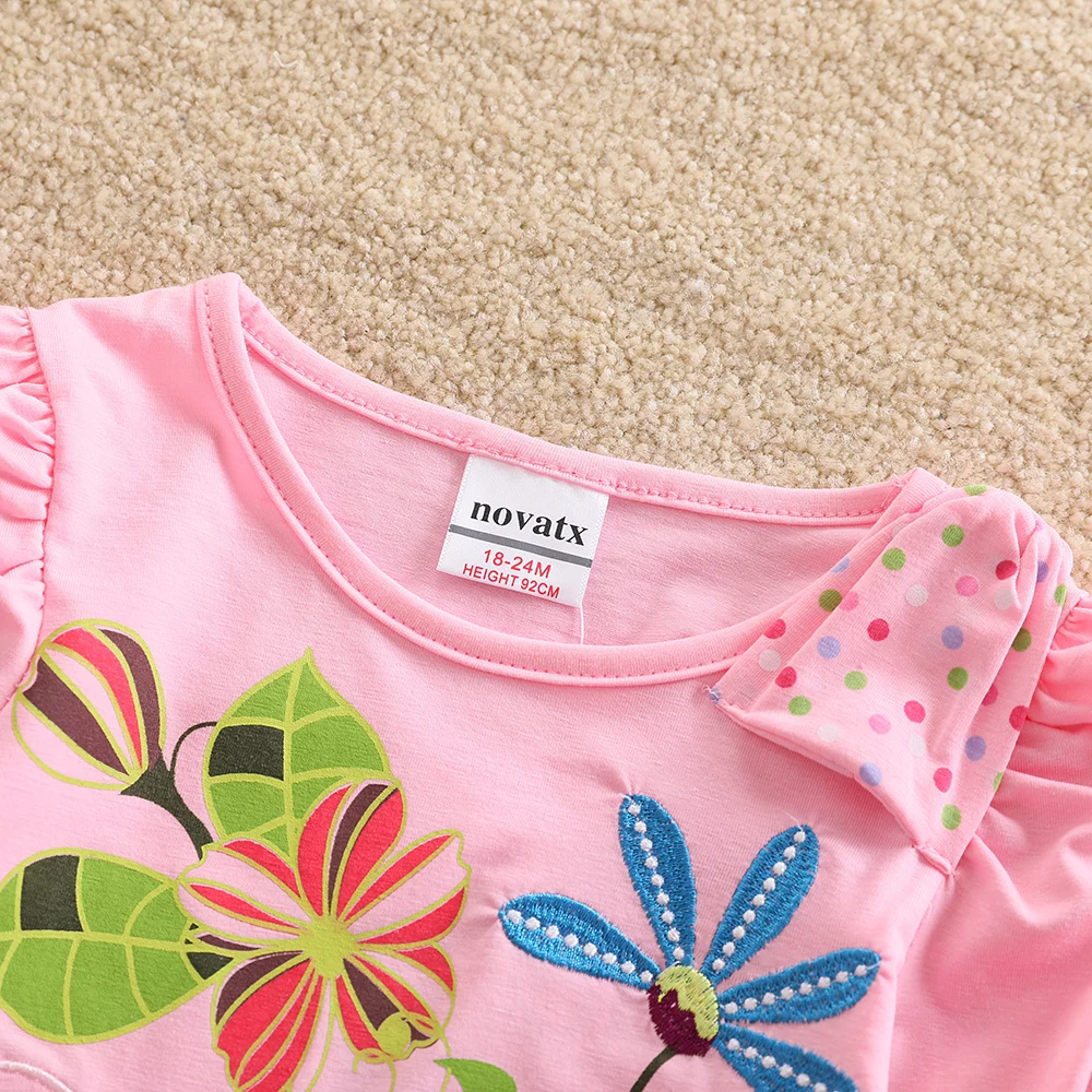 JUXINSU/Хлопковое платье с длинными рукавами и цветочным принтом для маленьких