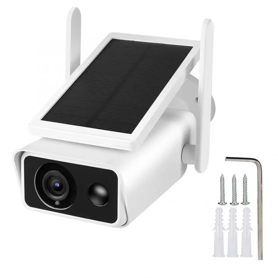 Камера безопасности 1080P Full HD WiFi цилиндрическая камера с солнечной панелью