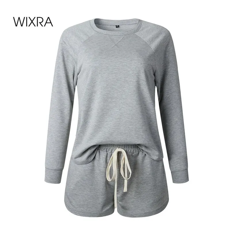 Wixra/женские костюмы Домашняя одежда для отдыха Топы с длинными рукавами + шорты на