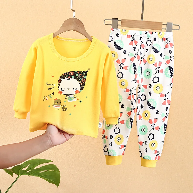 

kids carton long johns for baby cotton underwear set long Sleeve cartoon kids pajamas sets girl clothes