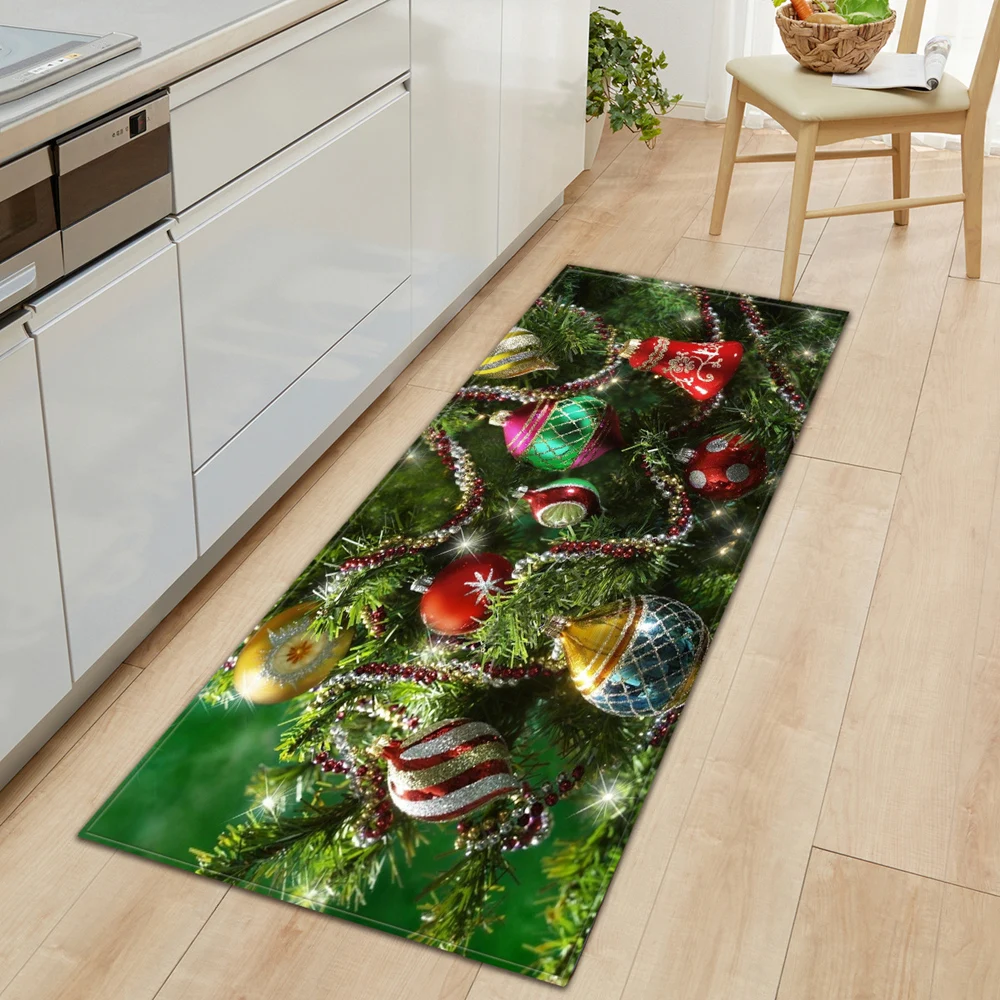 

Рождественский кухонный ковер, Придверный коврик, домашняя гостиная, спальня, балкон, украшение, длинный ковер для ванной, прихожей, противо...
