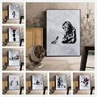 Граффити Бэнкси, Художественная Картина на холсте, девушка с красным воздушным шаром, картина, черно-белая Настенная картина, Постер в скандинавском стиле для гостиной, домашний декор