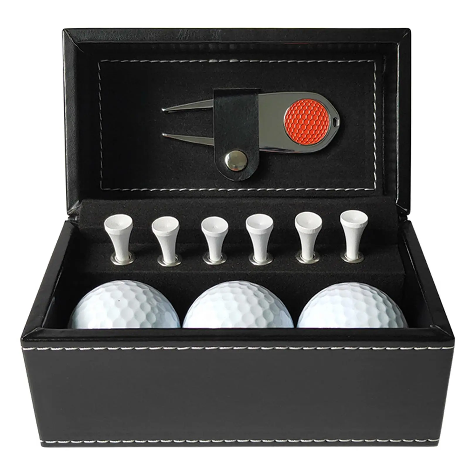 

11 PCS Golf Gift Set With 6 Golf Tees 3 Golf Balls Divot Repair Tool Leather Box Set Golf Trainning Accessories