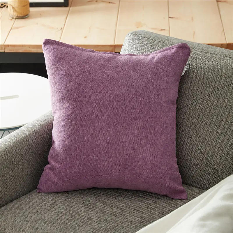 Purple Topfinel мягкие синелиные одноцветные наволочки Чехол декоративная на подушку наволочка для мангала диван офис стул 10 цветов высококачественная удобная подушка - Цвет: Purple