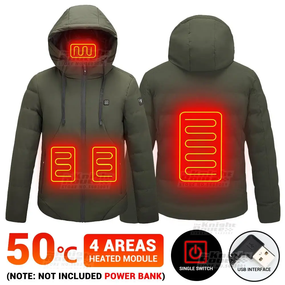 

Men Winter Heated Jacket USB Electric Heated Vest Motorcycle Jacket Motorbike Ski Down Jacket Moto Riding Hunting Clothing