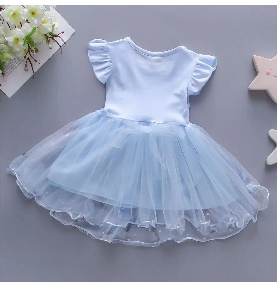 Платье-пачка для девочек с изображением единорога летнее газовое Радужное |