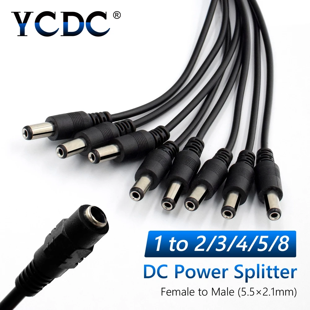 

1 Female to 2 3 4 5 8 Male Plug Cable for CCTV power Supply adapter LED Strip Camera Accessories 12V DC Power Splitter 2.1*5.5mm