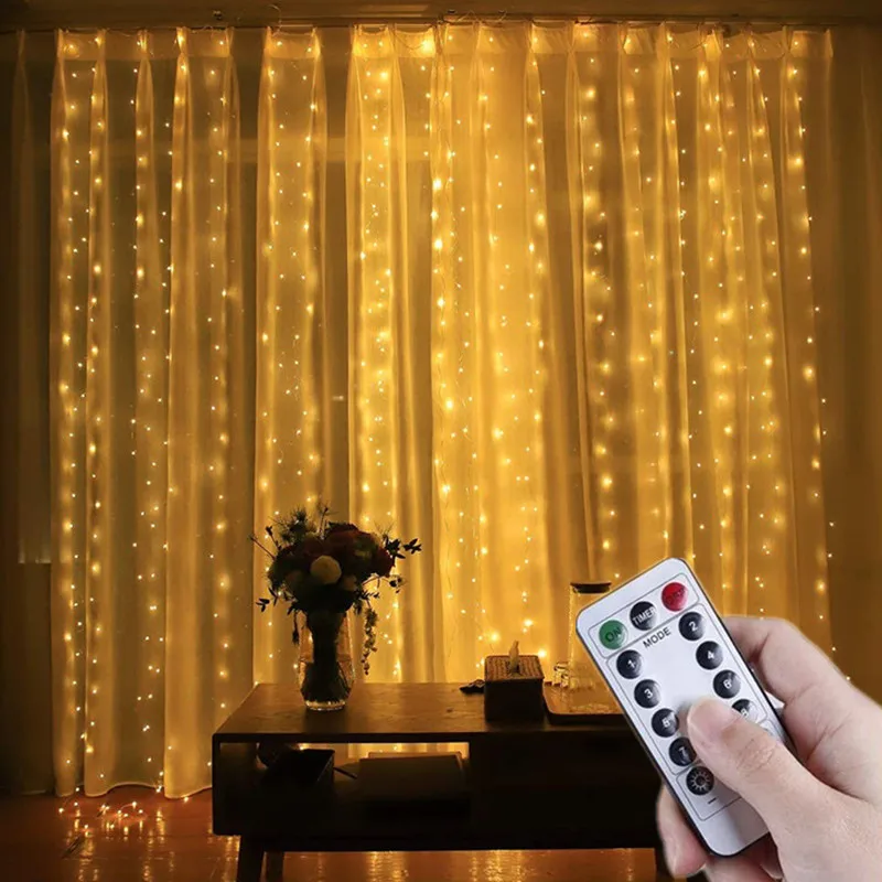 

3M LED String Lights USB Remote Control Wedding Garland Curtain Lamp Holiday for Bedroom Bulb Outdoor Fairy Christmas Decoration