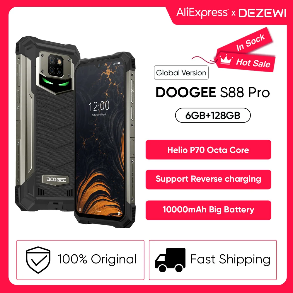 Смартфон DOOGEE S88 Pro защищенный 6 + 128 ГБ Helio P70 8 ядер 10 000 мАч|Смартфоны| |