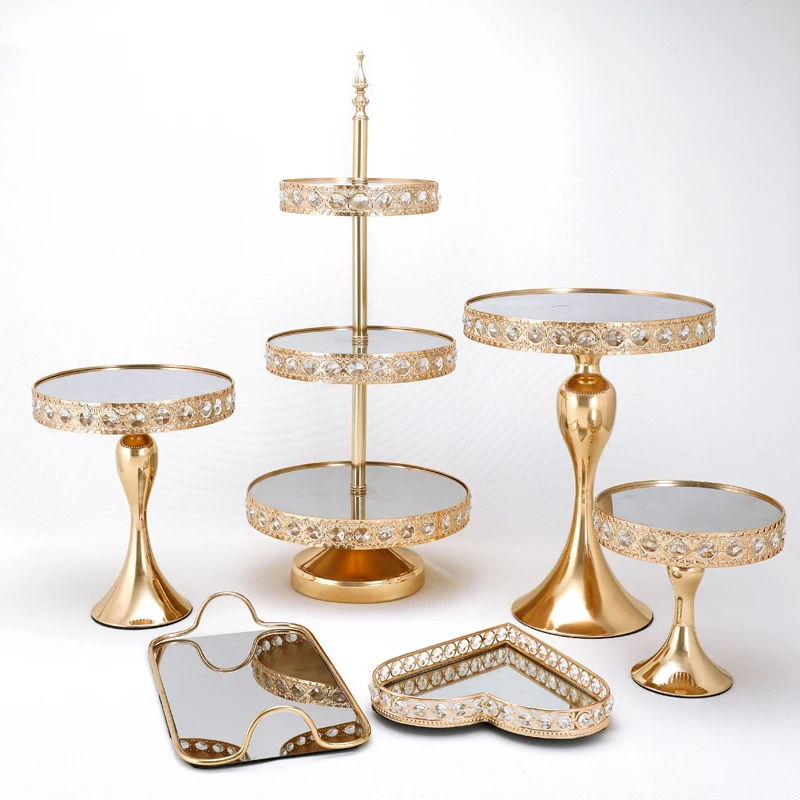 

Подставка для торта с золотым зеркалом, металлическая подставка для кексов, украшение для десерта, пьедестал, поднос для торта, 1-12 шт.