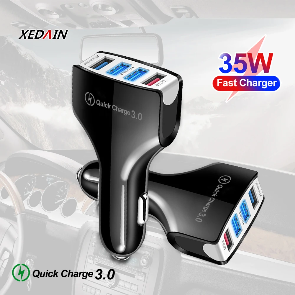 Адаптер USB для автомобильного зарядного устройства быстрая зарядка QC3.0 с 4