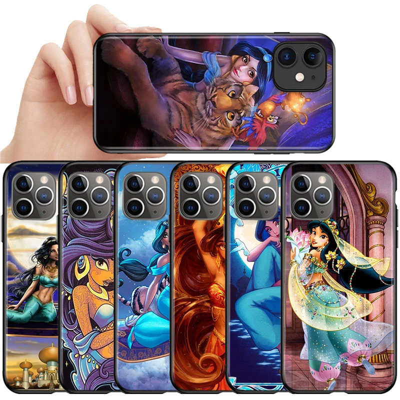 Для Apple iPhone 12 11 Pro Max mini чехол Принцесса Жасмин для XR X 8 7 6 Plus 5S SE черный мягкий