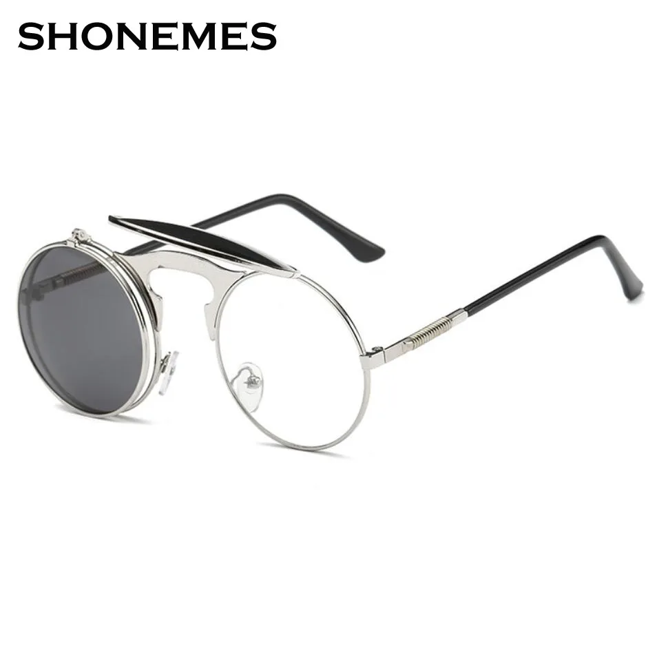 

Fashion SteamPunk Sunglasses Men Women Flip Up Sun Glasses Vintage Clamshell Design Oculos De Sol Shades Man's Eyewear