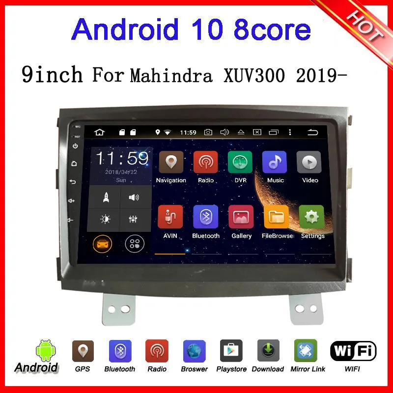 

9-дюймовый автомобильный мультимедийный плеер Android 10 для Mahindra XUV300 2018 2019 2020, автомобильное радио, GPS-навигация, головное устройство, аудио, carplay...