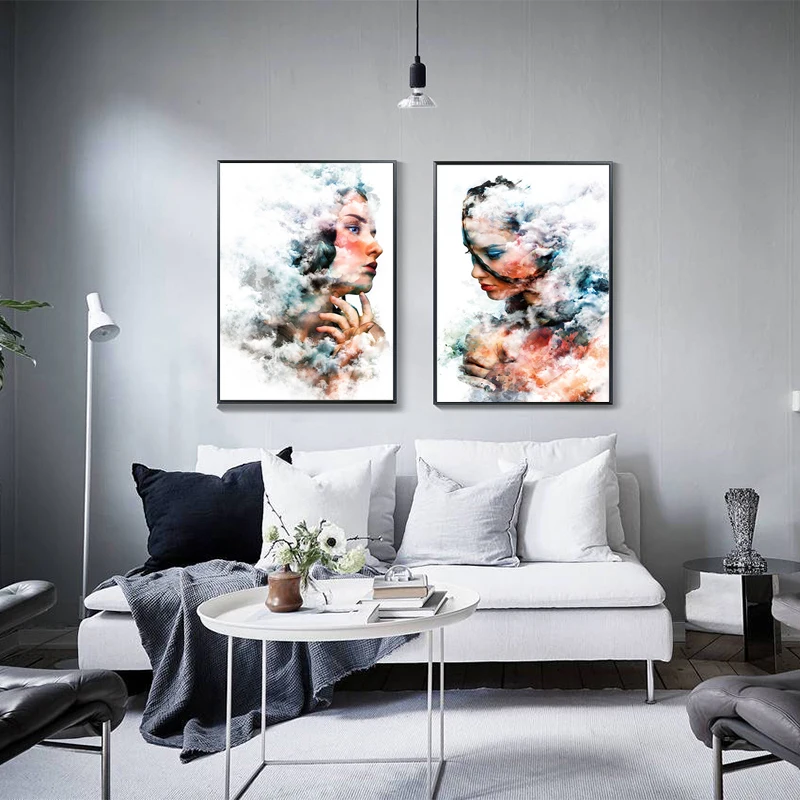 

Modern Canvas Painting Colorful Poster and Print Woman Wall Art Bedroom Figure Pictures for Living Room Farmhouse Decor Unframed