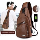Роскошная винтажная мужская сумка на плечо, ранцы через плечо, Мужская нагрудная сумка с вырезом для наушников и USB-зарядкой