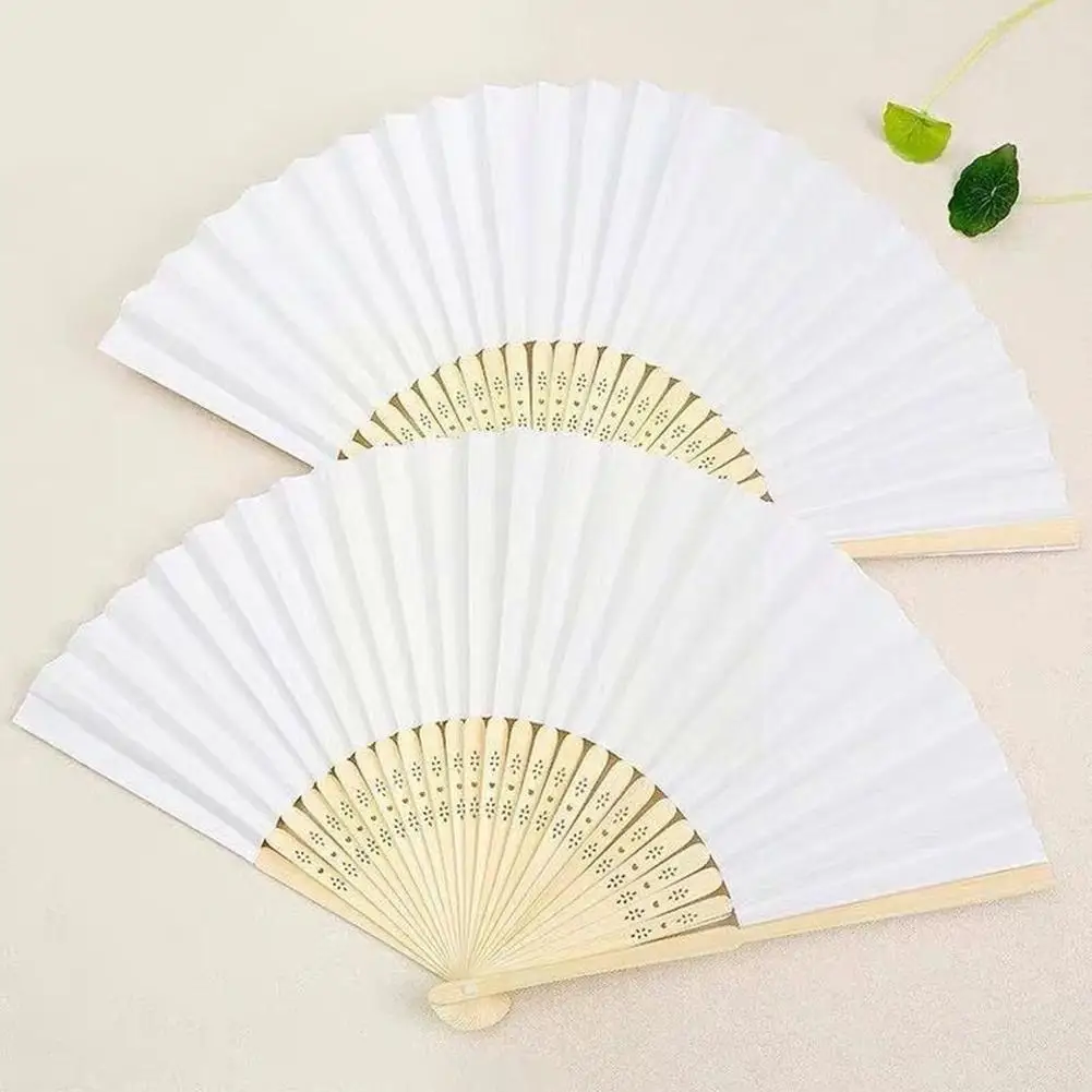 

DIY Folding Fan White Hand Held Fan Folding Bamboo Decor Wedding Home Wooden Chinese Folding Fan Decor Events Paper T9N0