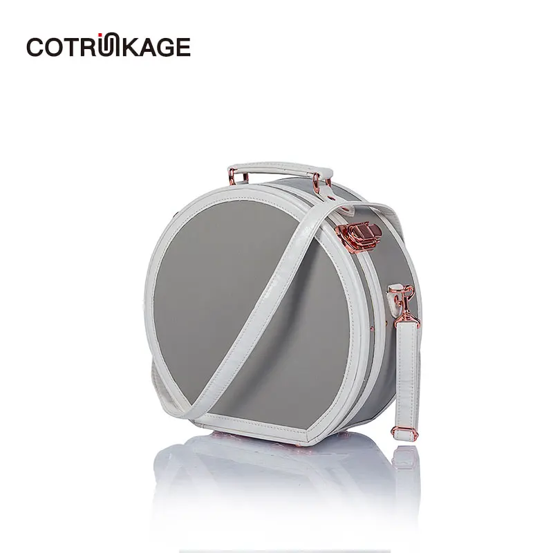 COTRUNKAGE маленькая круглая коробка в виде шляпы для переноски багажа косметичка с ремешком-светло-серый