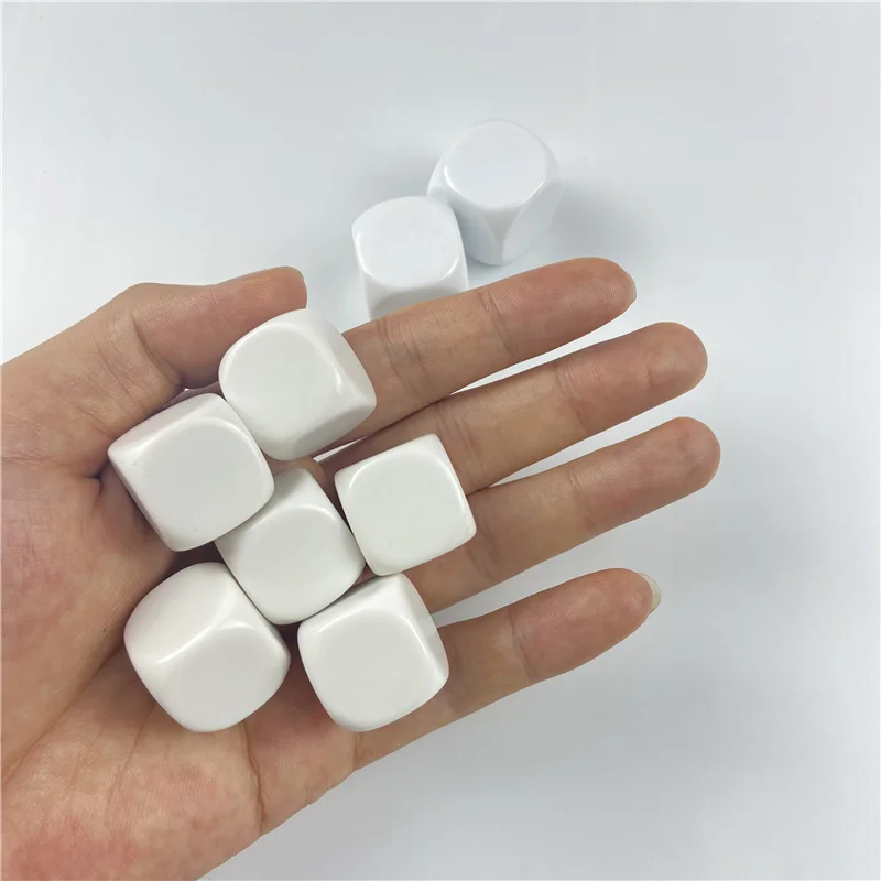 

60pcs White 22/25/30mm Blank Dice Acrylic Rounded Board game Corner D6 Blank RPG Dice Write DIY Carving Children Teaching Dice