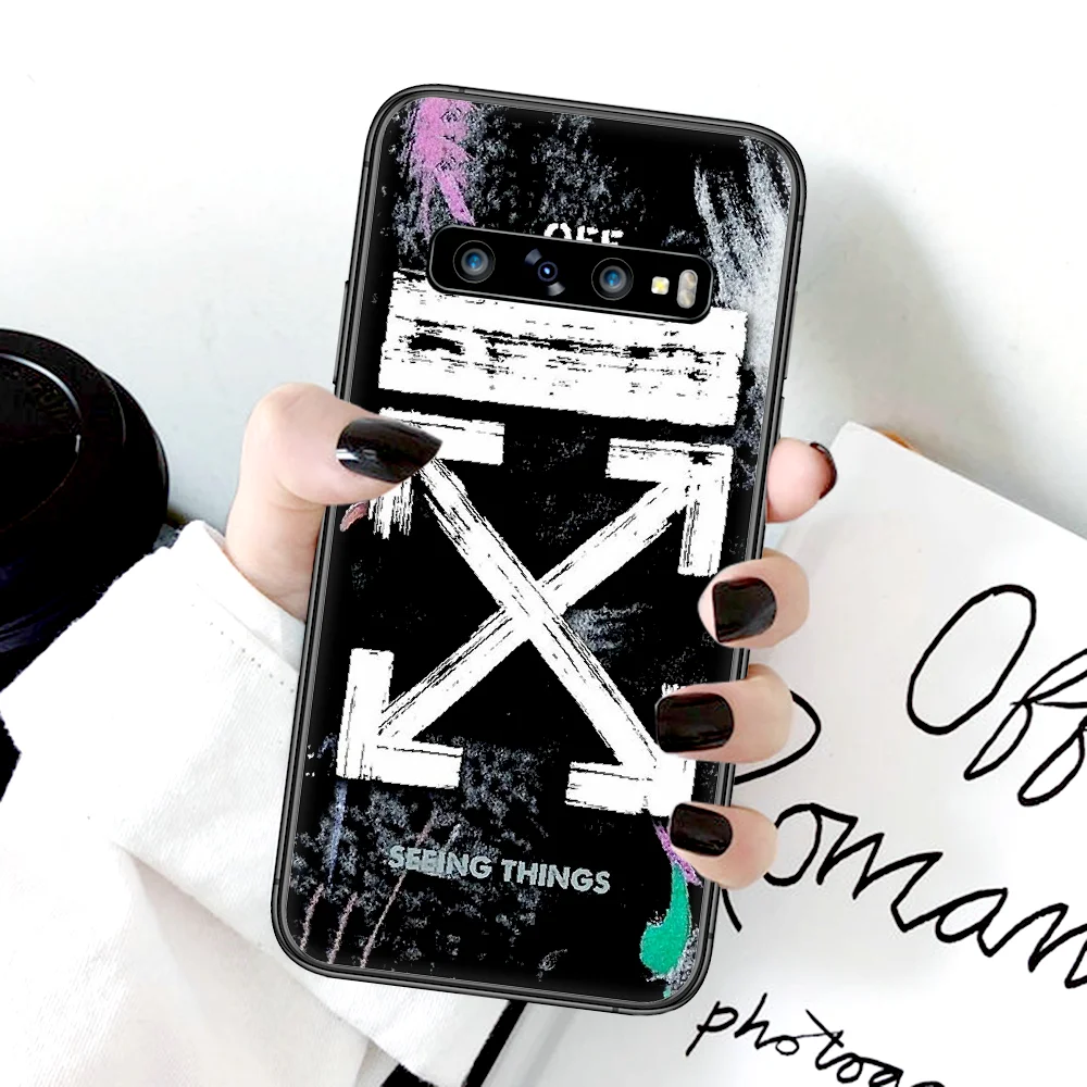 

Off Ow Brand White Phone Case For Samsung Galaxy Note S 8 9 10 20 Plus E Lite Uitra black Funda Tpu Etui Luxury Shell Soft