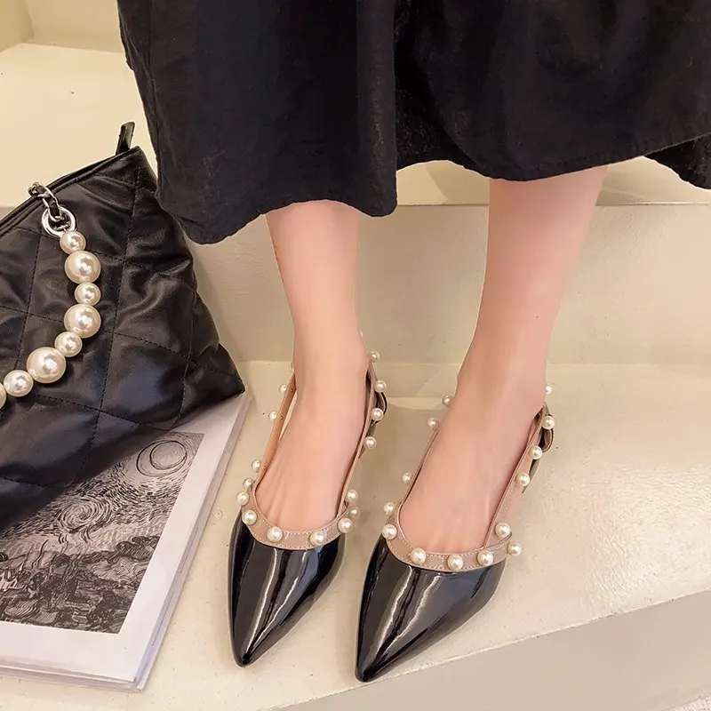 

Round Toe Shoes 2021 Fashion Women's Elegant Pearl Decorateion Casual Female Sneakers Flats Modis Summer Beading Comfortable New