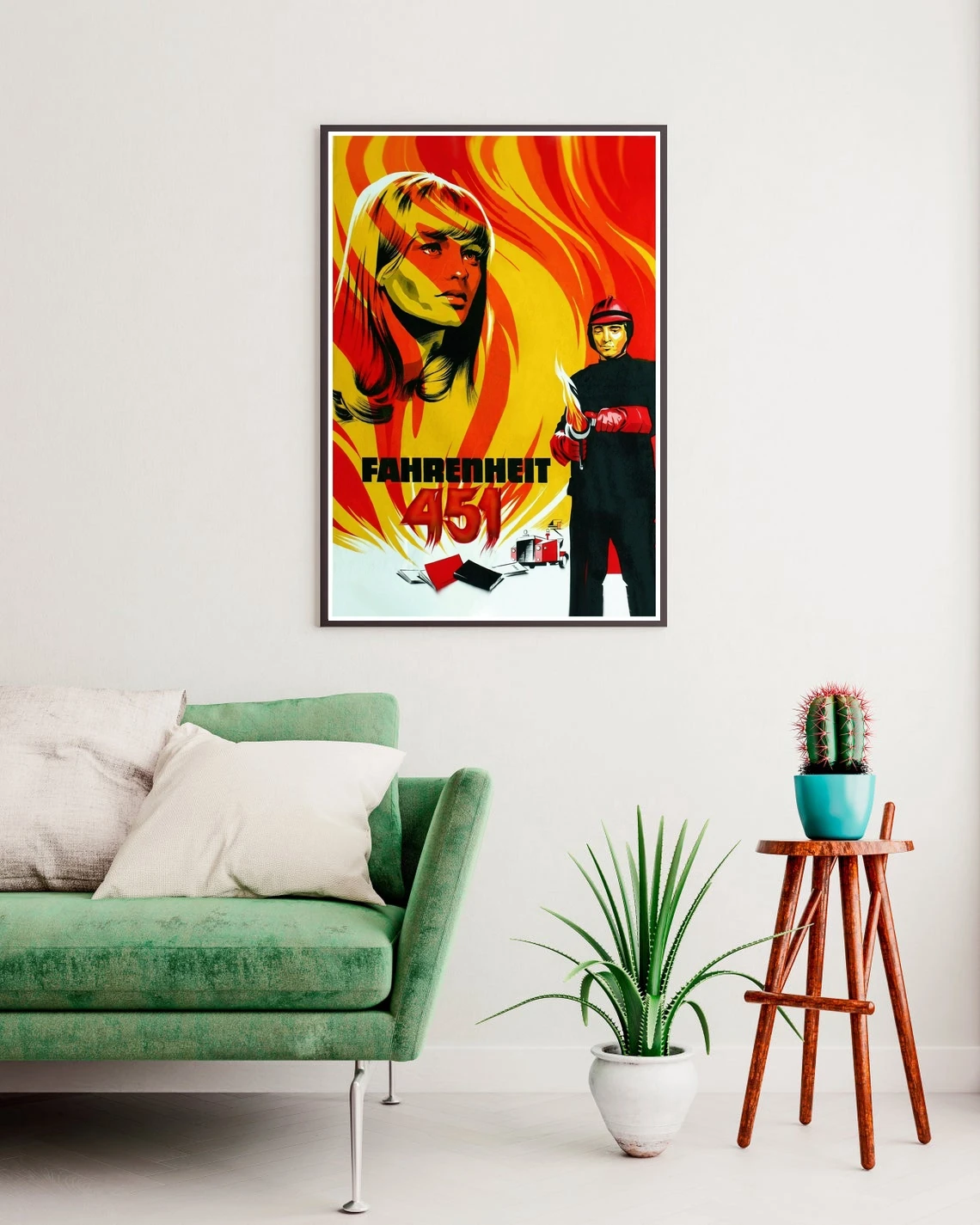 Плакат по мотивам фильма fahренгейт 451 (1966) холст с рисунком оформления интерьера