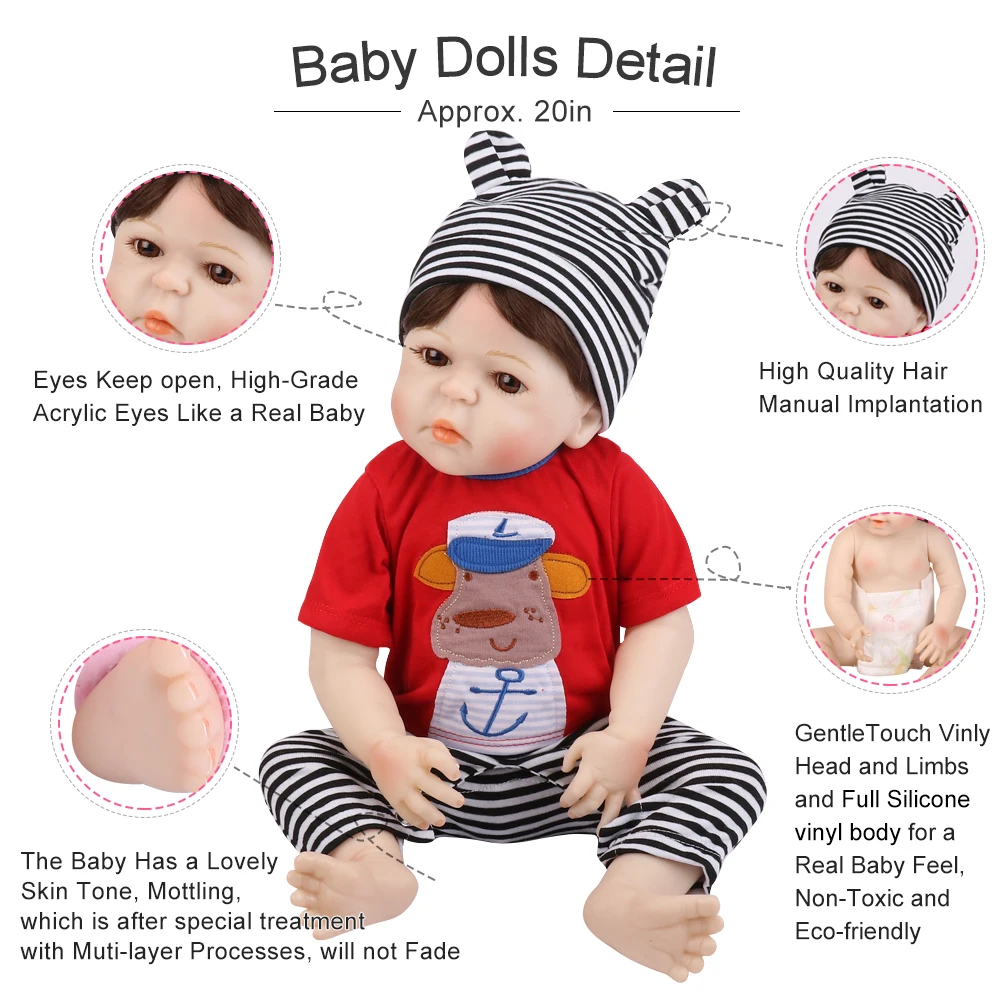 Bebe Reborn Baby Doll 19 дюймов 48 см мягкие силиконовые куклы ручной работы для малышей