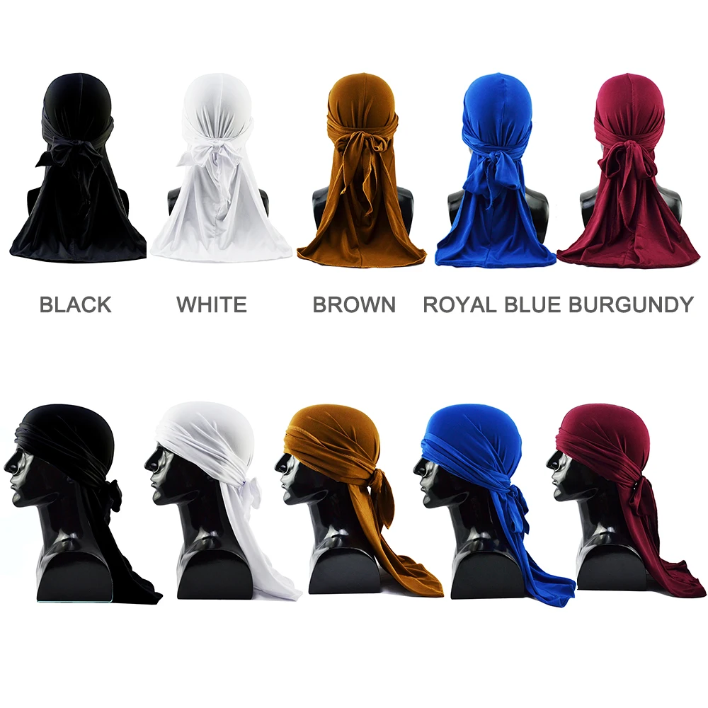 Фото Роскошная летняя охлаждающая головная повязка из спандекса Durag в стиле унисекс с длинным хвостом №2