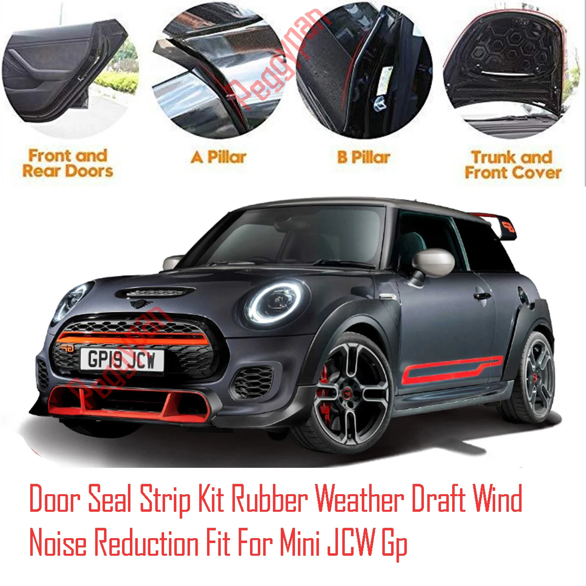 Door Seal Strip Kit Self Adhesive Window Engine Cover Soundproof Rubber Weather Draft Wind Noise Reduction For Mini JCW Gp