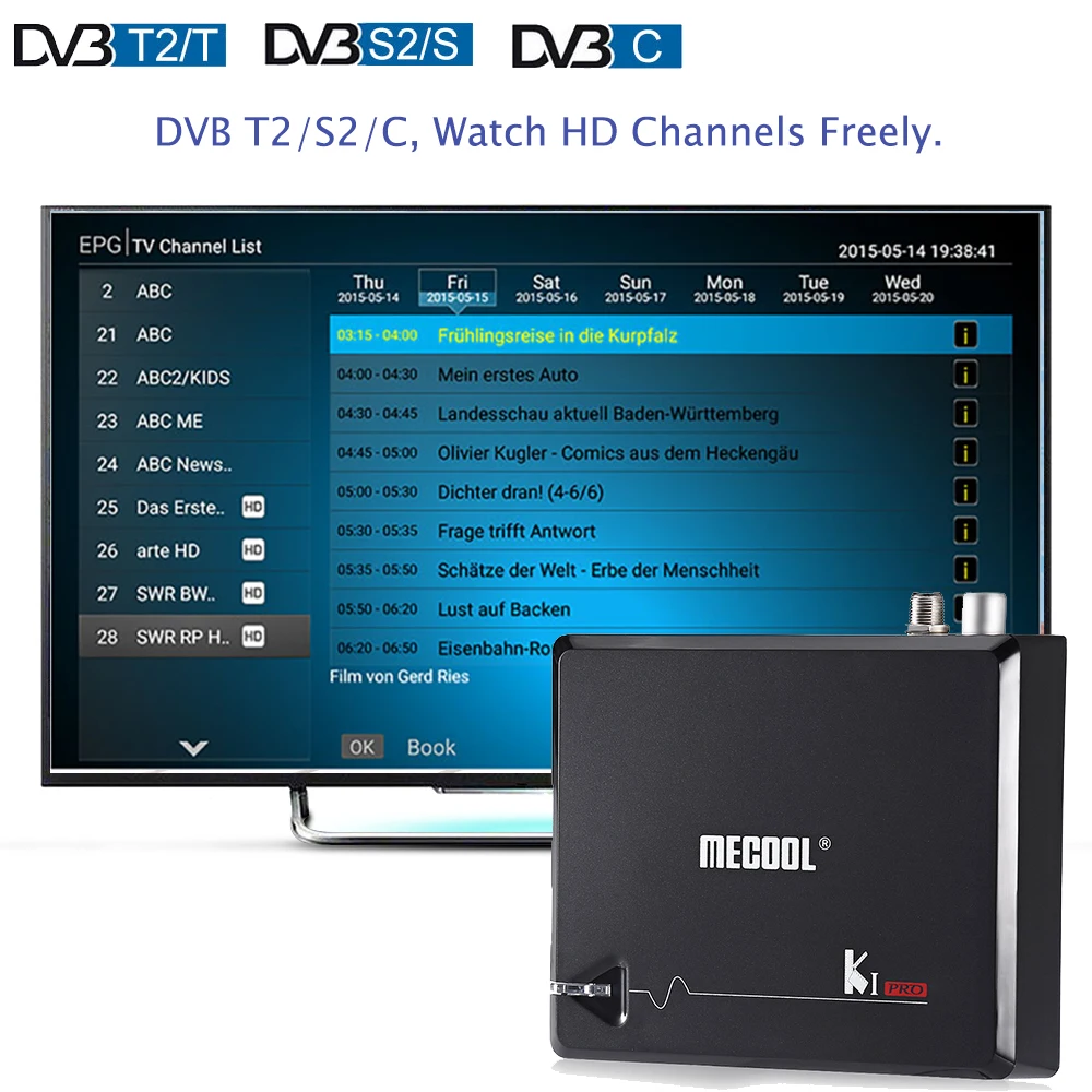Mecool DVB-T2 Android KI PRO KII PRO DVB-S2 S905D ТВ приставка четырехъядерный 2 Гб 16 Гб медиаплеер Mecool 4K двойной Wifi K1 PRO K2 PRO ТВ приставка