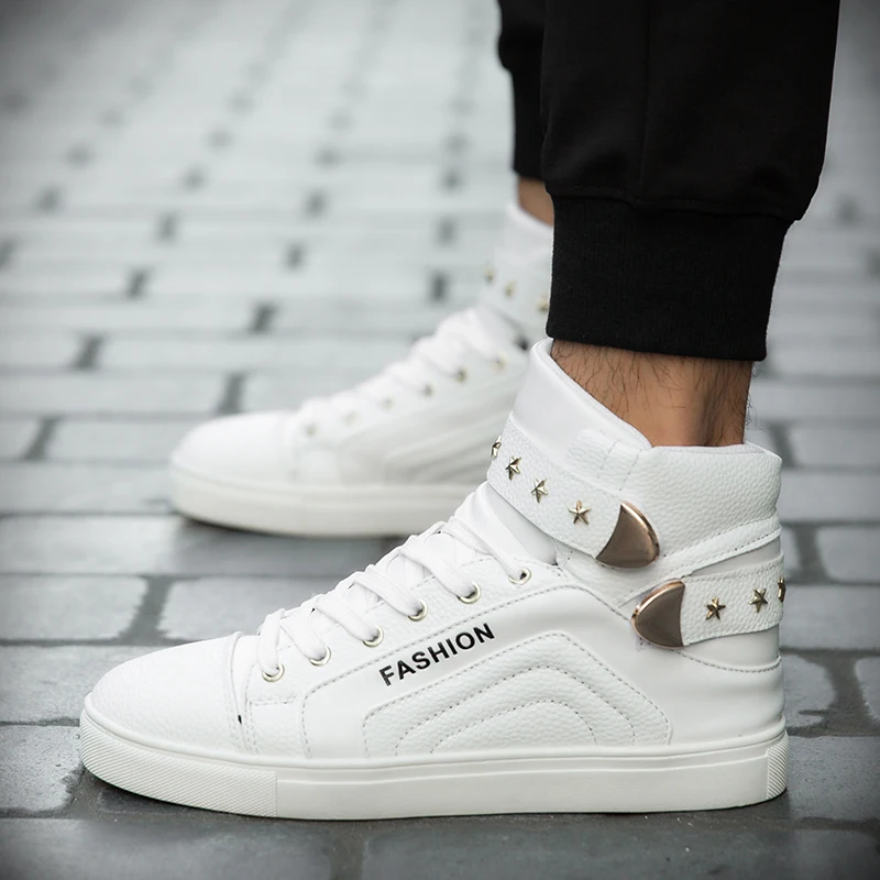 Кроссовки мужские высокие в стиле хип хоп Спортивная красная обувь для