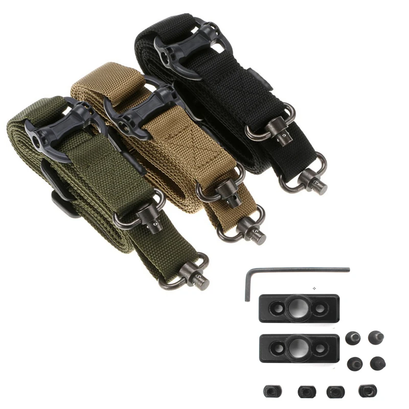 

Tactical 2 Point Rifle Sling Adjustable QD Rotary Plug Mounts Shooting Military Airsoft Gun Rope Nylon Army Hunting Accessories