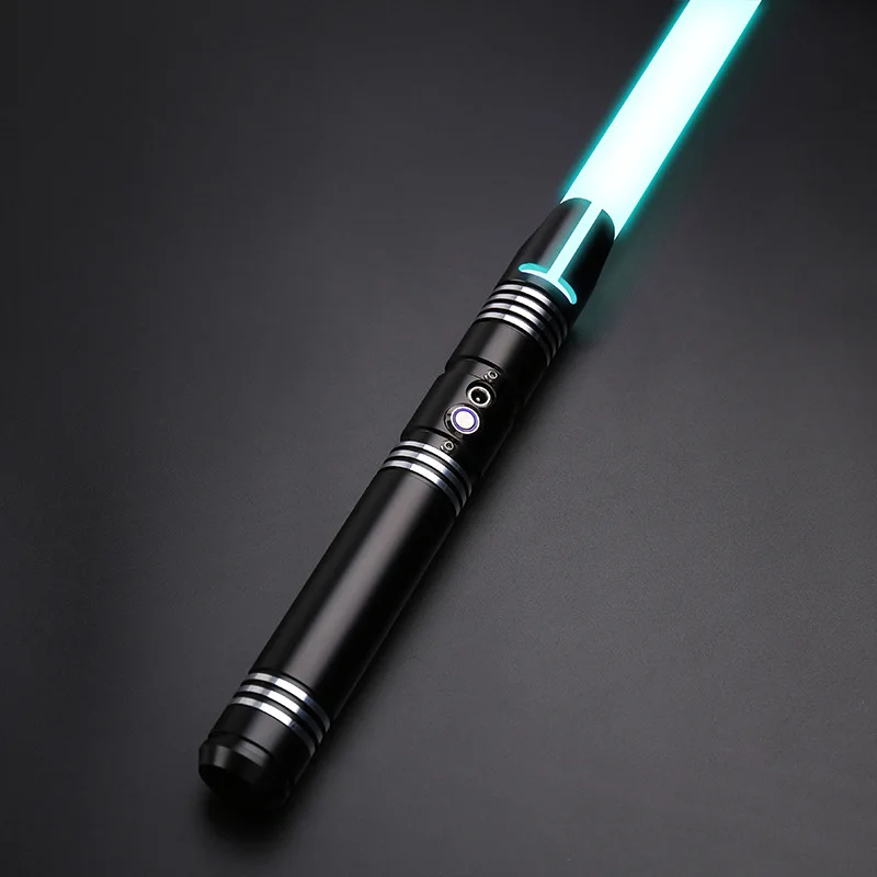 

Star Wars Heavy Dueling Lightsaber Metal Hilt 1 Inch Blade 12 Color 10 Fonts Bright Loud Changing with Blaster FOC Laser Sword