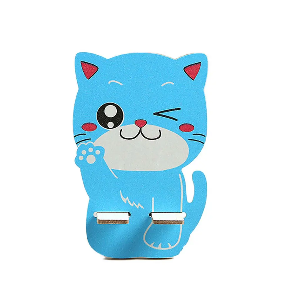 Милый держатель для мобильного телефона с мультяшным котом деревянный