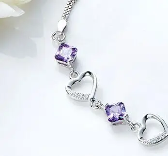 

UXN162 925 Silver Zircon Bracelet Girls Ruby Bracelet Birthday Party Festival Bracelet Gift