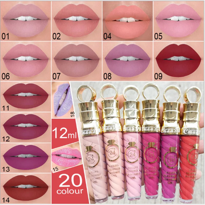 Обнаженная губа блеск резьба металлическая увлажняющая текстура матовый