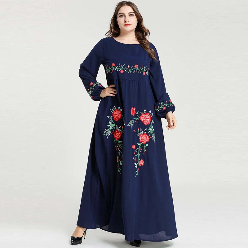 Мусульманское женское мусульманское турецкое модное вышитое платье большого