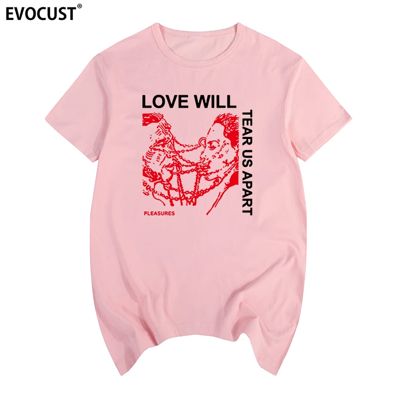 Белая хлопковая Футболка Joy Division мужская с надписью Любовь разорвет нас на части |