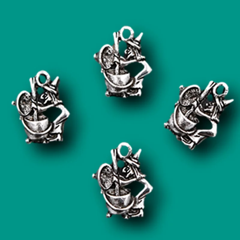 8 шт. Посеребренная 3D черная волшебная ведьма кулон ожерелье на Хэллоуин брелок