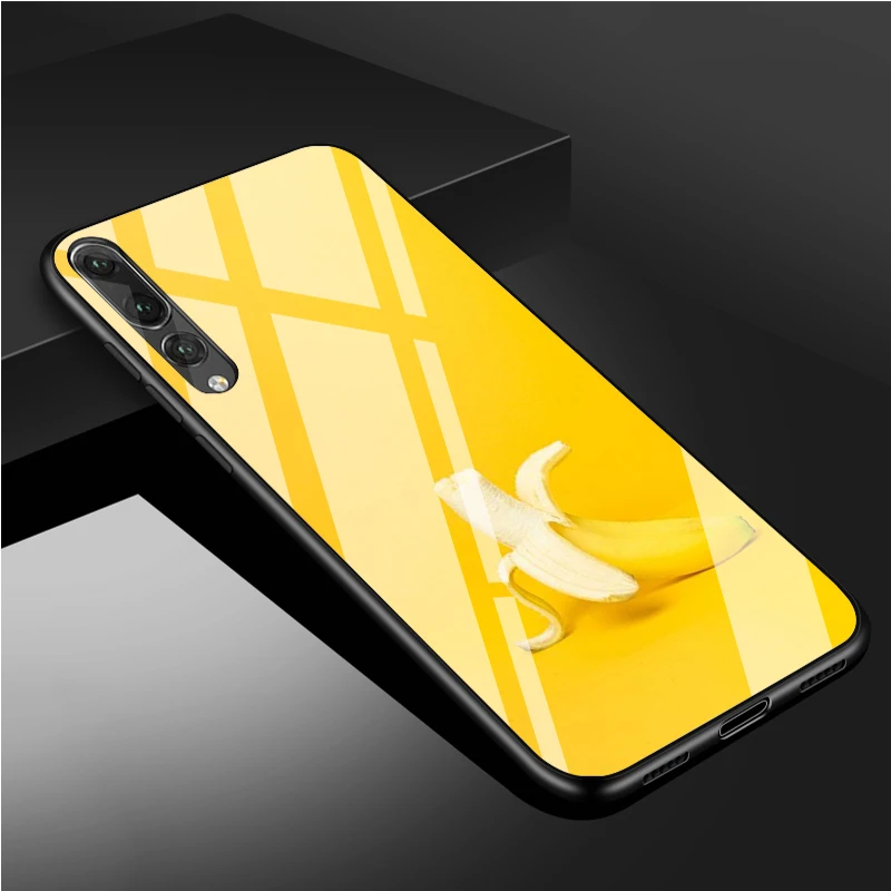 Желтый банановый чехол из закаленного стекла для телефона Huawei P20 P30 P40 Lite Pro Psmart Mate