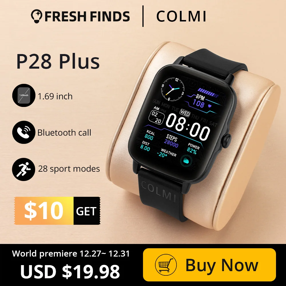 Смарт-часы COLMI P28 Plus с Bluetooth ответом на вызов, мужские водонепроницаемые часы IP67, женские часы с циферблатом GTS3 GTS 3 для телефона на Android iOS