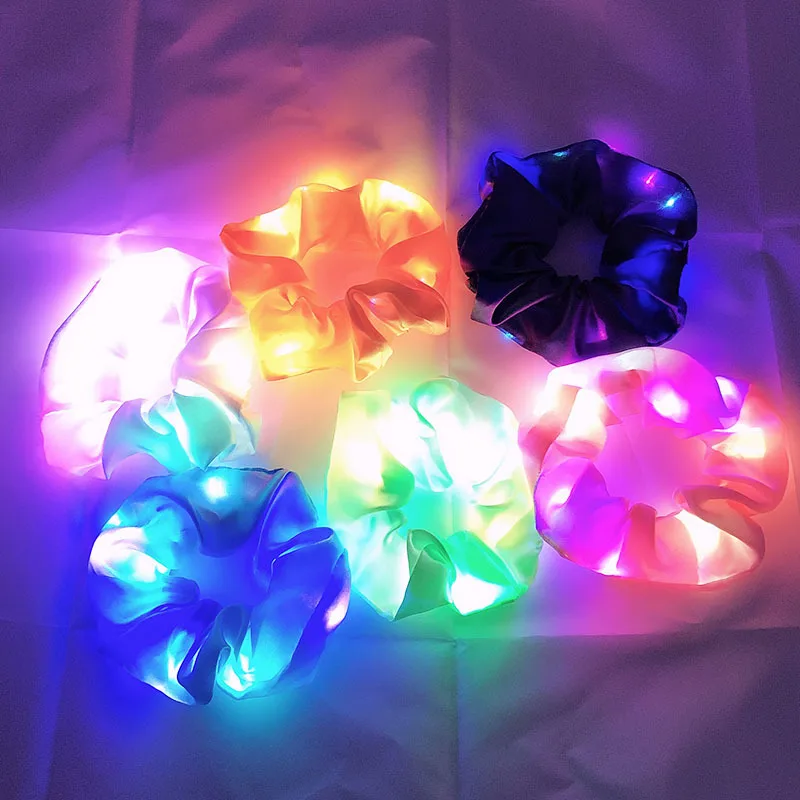 

LED Luminous Hair Scrunchies Elastic Ponytail Head Rope Fashion Hair Accessories for Women Girls LL@17