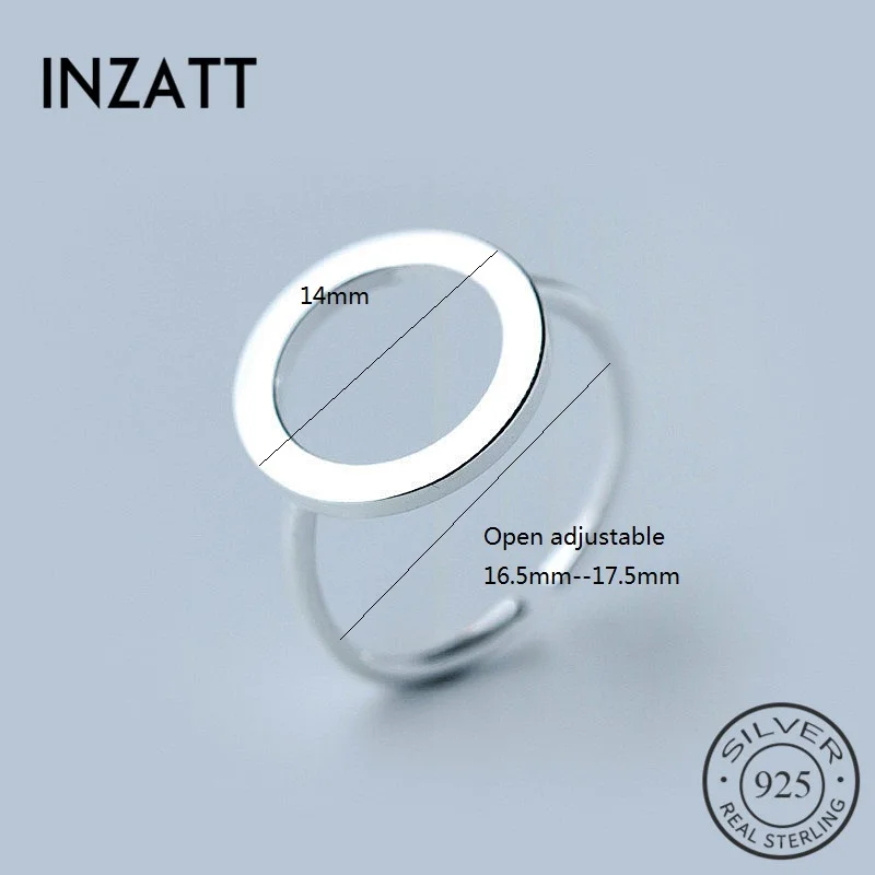 INZATT, настоящее 925 пробы, серебряное, геометрическое, полое, круглое, регулируемое кольцо, минималистичное, хорошее ювелирное изделие для женщин, вечерние аксессуары в стиле панк
