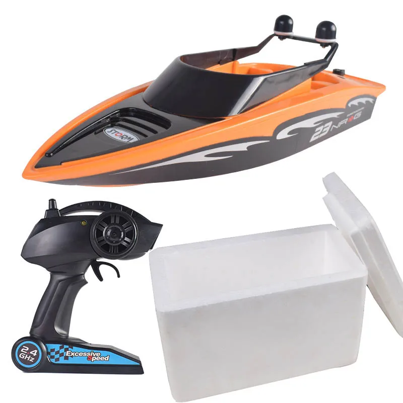 Orange Foam Box Радиоуправляемая лодка скоростная лодка 4 канала высокая скорость F1 лодки водяная игрушка электрическая гоночная скоростная лодка 4 канала водонепроницаемые игрушки - Цвет: Orange Foam Box