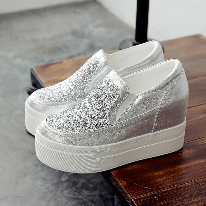 Женские высокие кроссовки на платформе Белые Повседневные Удобные туфли осень
