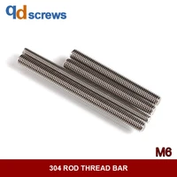 304 m6 stud bolts thread rods stainless steel bolts screw rod thread bar din796