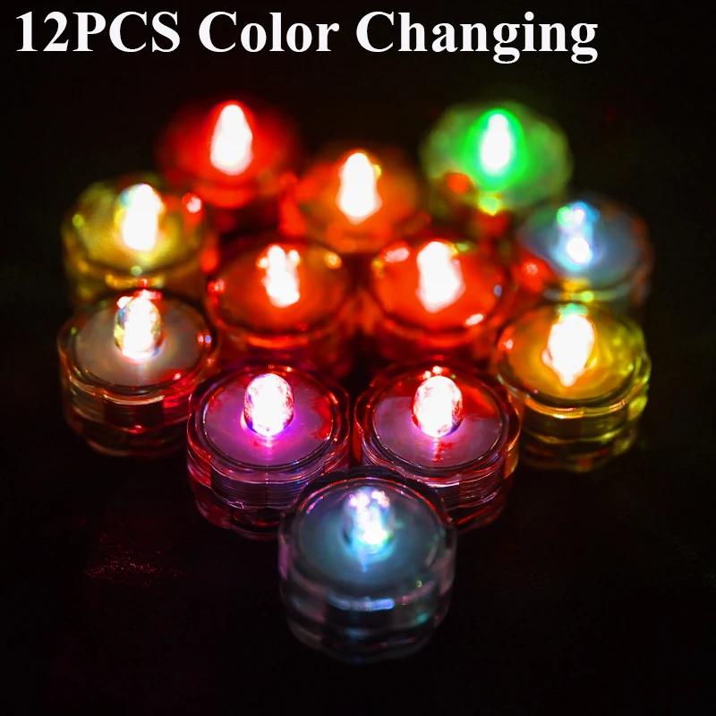 12PCS Color Changing Yeahmart 12/24 шт. светодиодный Чай светильник свечи материал лампа Батарея приведенный в действие без огненная домашняя церковь Свадебная вечеринка украшения светильник Инж - Цвет: 12PCS Color Changing