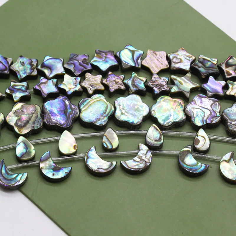 

5pcs/bag Natural Abalone Shell Five-pointed Star Moon Shell Beads for DIY Women's Fashion Bracelets Necklaces Earrings Jewelry