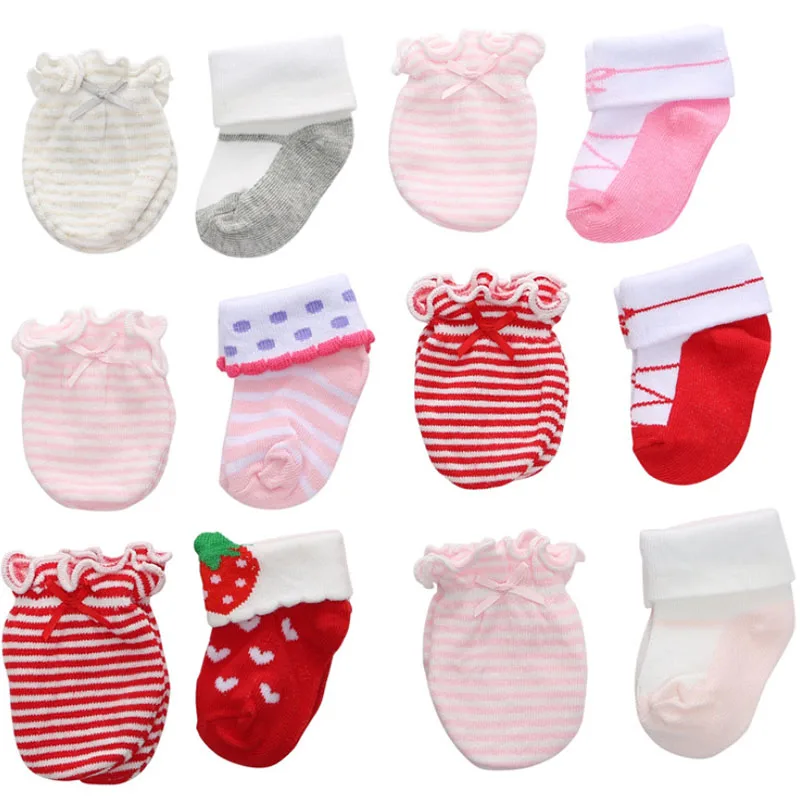 newborn lace socks + gloves gift set cotton baby 2 pairs/lot 0-1 year birthday girl cute princess dress sock |